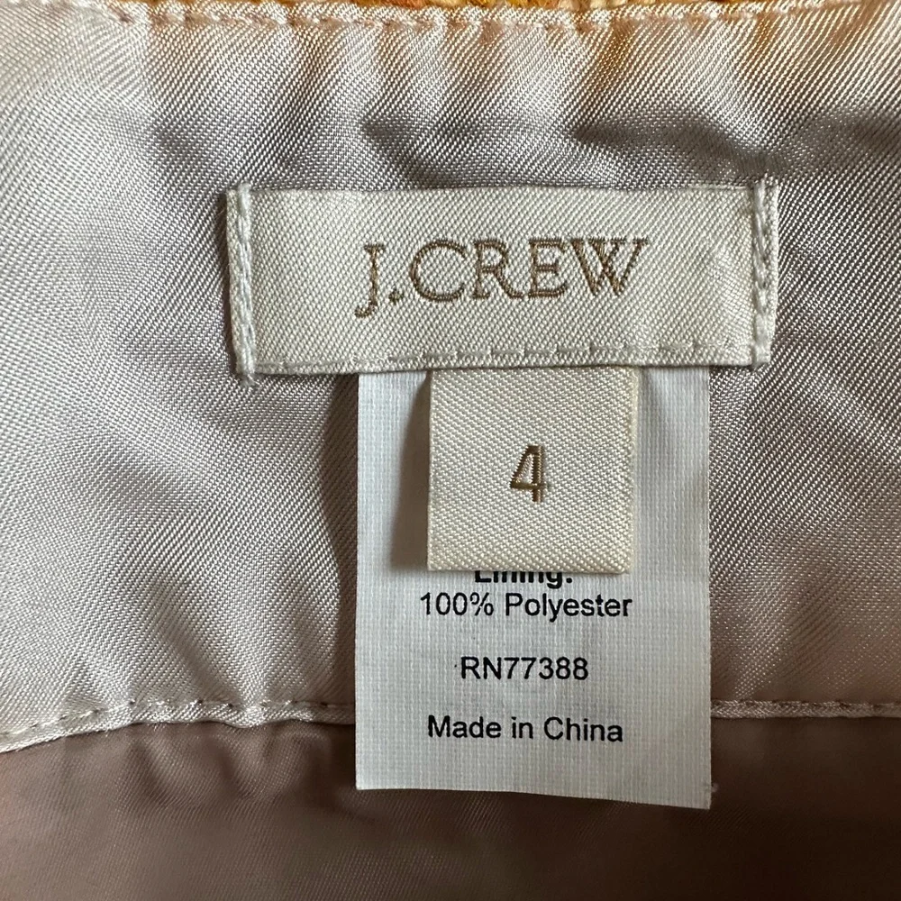 🤎 J.Crew 100% Wool Plaid Pencil Skirt Size 4 Brown Tan Fully Lined